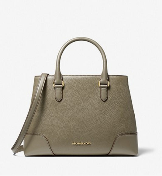 MICHAEL KORS CROSBY MEDIUM PEBBLED LEATHER SATCHEL