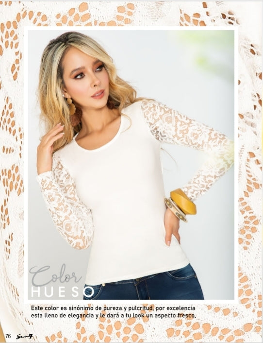 SEVEN BLUSA CON ENCAJE