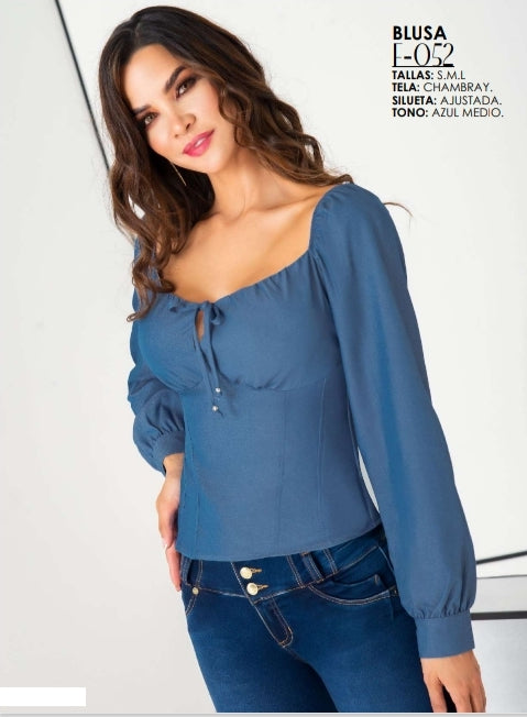 BLUSA CHAMBRAY CORTA