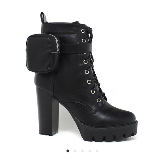 Yoki Womens Elan-20 High Heel Lace up Boot